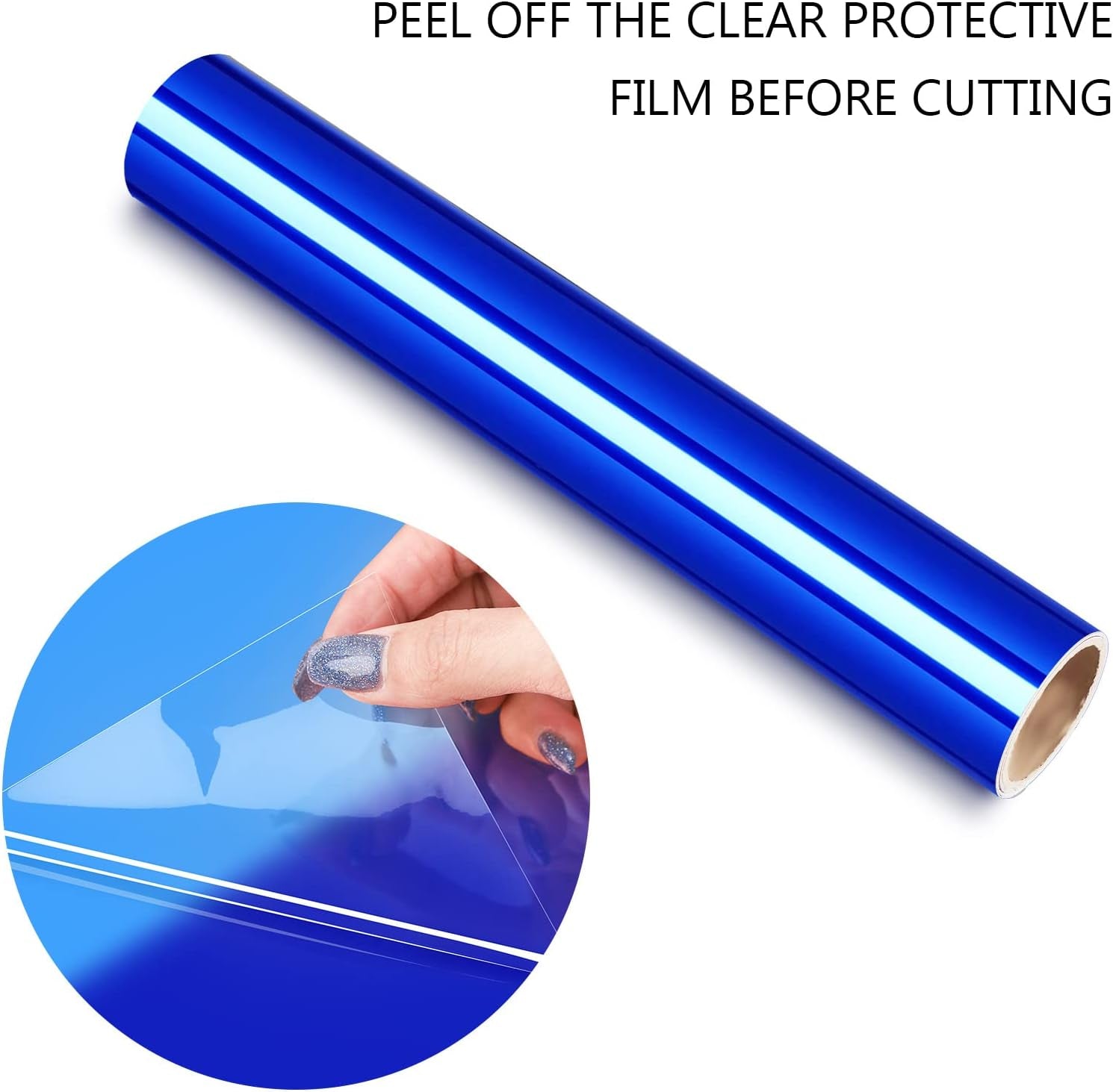 Blue Chrome Vinyl Wrap Blue Metallic Permanent Vinyl 1Ftx5Ft