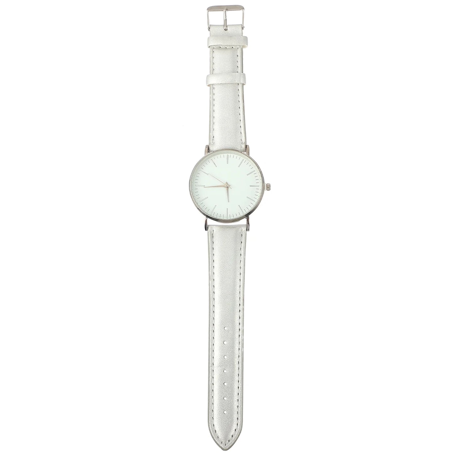 1 Pc Silver Watches PU Wristwatch Modern Watch Creative Couple Watches