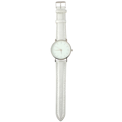 1 Pc Silver Watches PU Wristwatch Modern Watch Creative Couple Watches