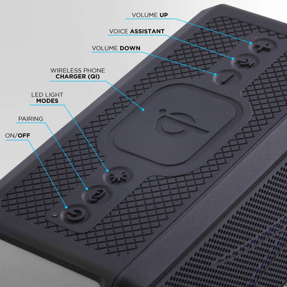 Hydra Blast 2.0 LED Lighting Floatable Waterproof Wireless Magnetic Bluetooth Portable Speaker, Black, IMW1302