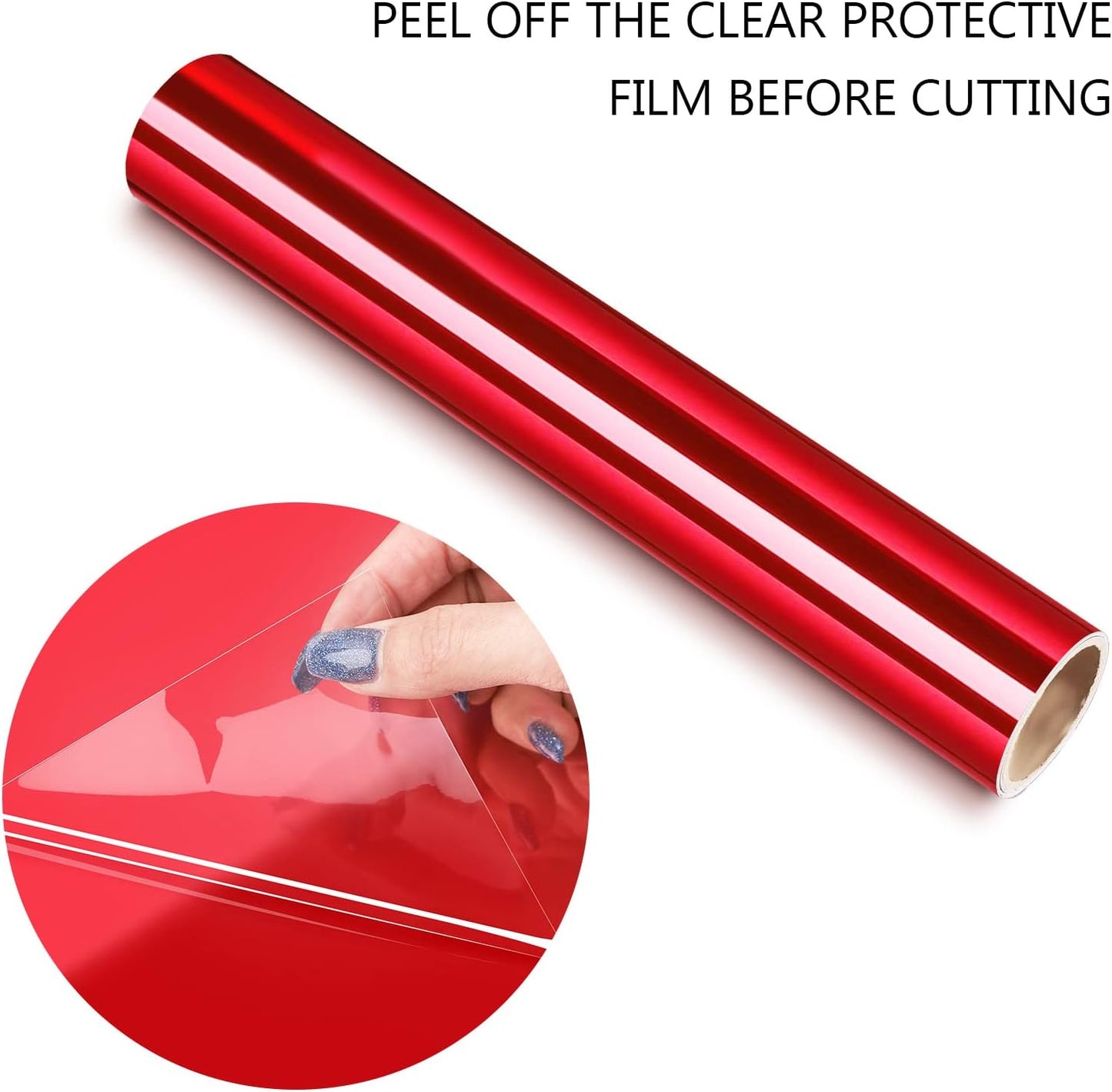 Chrome Red Vinyl Adhesive Red Chrome Vinyl Permanent Vinyl for Cricut Machine 1Ftx5Ft