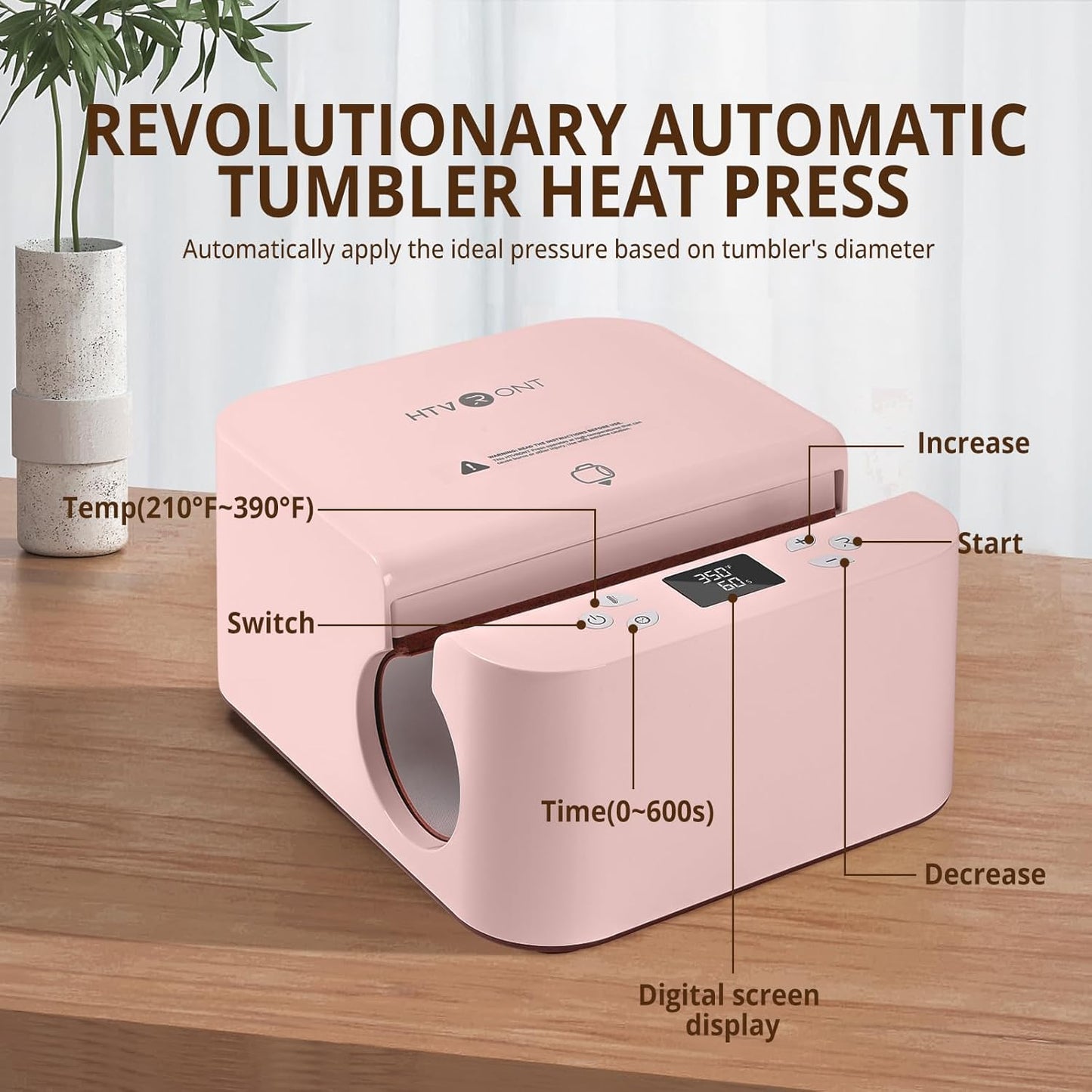 Auto Heat Press Machine for T Shirts, Auto Tumbler Heat Press, Pink