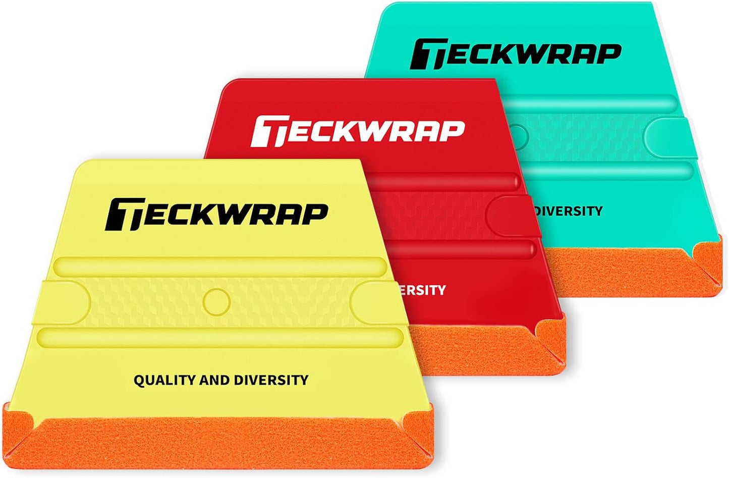 Felt Squeegee for Vinyl Wrap, Pro Car Wrap Tool Kit with 3 Hardness Levels (Soft/Medium/Hard), Trapezoid Shape, Premium Felt Edge (Yellow 40A / Green 50A / Red 60A)