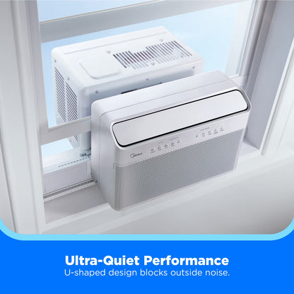 12,000 BTU Smart Inverter U-Shaped Window Air Conditioner, Energy Efficient Quiet AC Unit, Wi-Fi Enabled – White