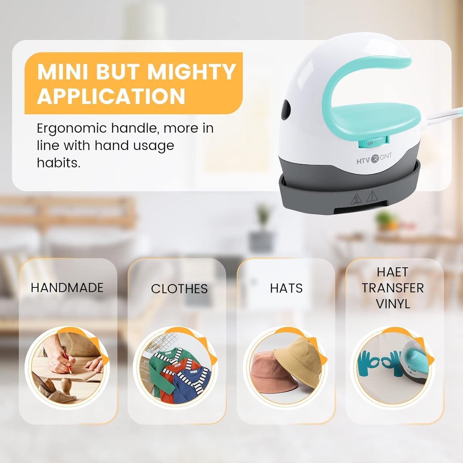 Heat Press Mini Heat Press Machine, Small Heat Press Portable Iron Press Machine for T Shirts, Hats, Heating Transfer Projects (Mint)