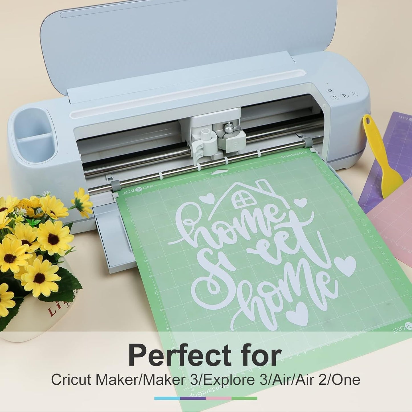 Cutting Mat, 5 Pack Cutting Mat 12X12(Standard, Light, Strong, Fabricgrip) Compatible with Cricut Maker 3/Maker 4/Maker/Explore 3/4/Air 2/One, Variety Adhesive Sticky Cutting Mats Accessories