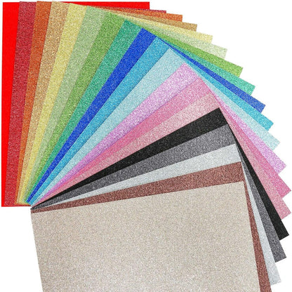 20 Sheets Shinny Craft Sheets Rainbow Sparkly Glitter Cardstock Paper in A4 Size for DIY Craft Projects Card Making Party Decoration