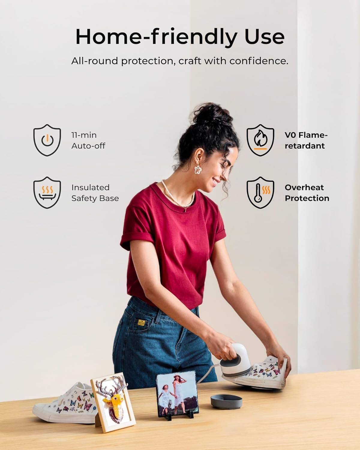 Mini Heat Press Machine - Ultra Light Portable Small Heat Press Machine for T-Shirts Shoes Hats, Mini Iron for Crafting with 3 Settings & Fast Heating for DIY Heating Transfer Projects