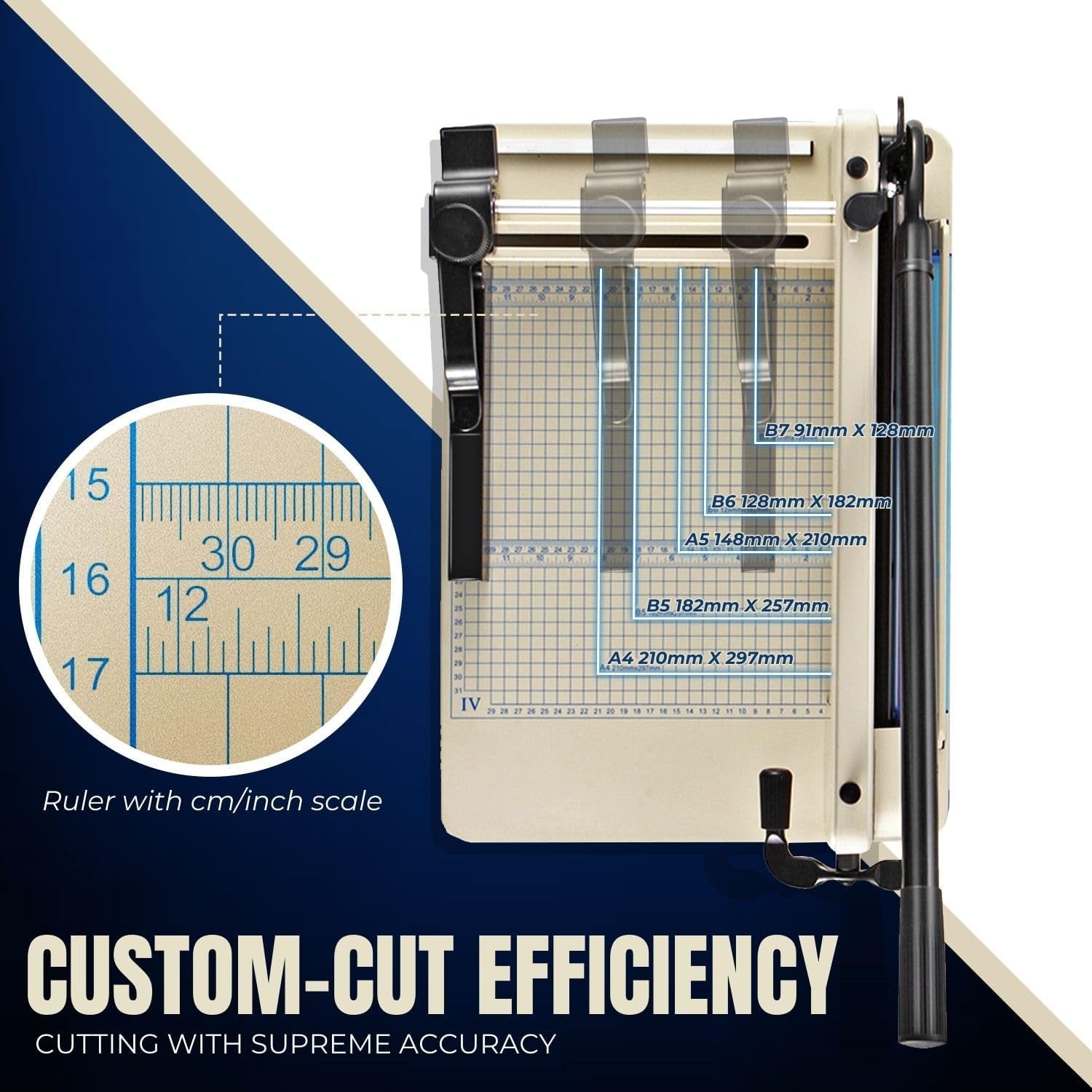 Flexzion Guillotine Paper Cutter 12" A4 Professional Industrial Heavy Duty Scrapbooking Metal Base Trimmer Machine 400 Sheet Capacity for Office Commercial Photocopy Printing Shop | Large Industrial Paper Cutter for A4 Stacks; Hardened Steel Blade for Office, School, and Commercial Paper Cutting