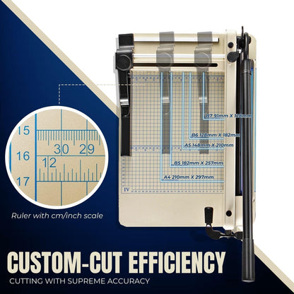 Flexzion Guillotine Paper Cutter 12" A4 Professional Industrial Heavy Duty Scrapbooking Metal Base Trimmer Machine 400 Sheet Capacity for Office Commercial Photocopy Printing Shop | Large Industrial Paper Cutter for A4 Stacks; Hardened Steel Blade for Office, School, and Commercial Paper Cutting