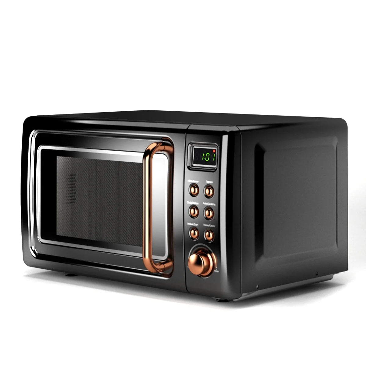 0.7Cu.Ft Retro Countertop Microwave Oven 700W LED Display Glass Turntable Rose Gold