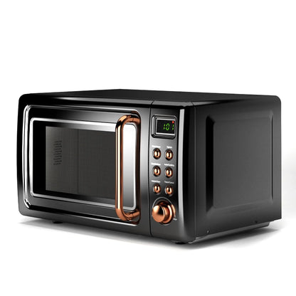 0.7Cu.Ft Retro Countertop Microwave Oven 700W LED Display Glass Turntable Rose Gold