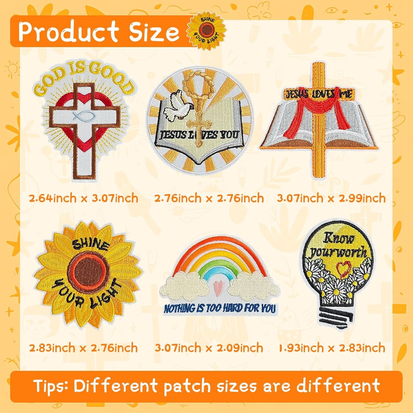 45 Pcs Christian Iron on Patches, Inspirational Bible Verse, Faith, Cross & Religious Embroidered Appliques Iron on Patches for Clothes, Hats, Jackets, Bags, Etc