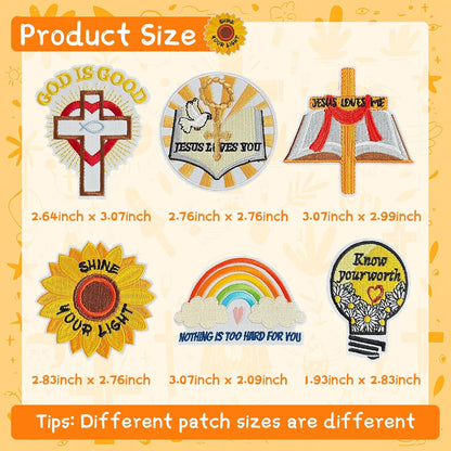 45 Pcs Christian Iron on Patches, Inspirational Bible Verse, Faith, Cross & Religious Embroidered Appliques Iron on Patches for Clothes, Hats, Jackets, Bags, Etc