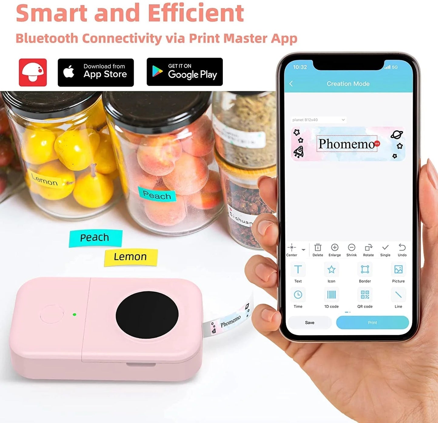 D30 Thermal Label Printer, Bluetooth Wireless Mini Pocket Smartphone Label Maker Machine with Tape, Compatible with Ios/Android, for Home, Office, and Supermarket（Pink）