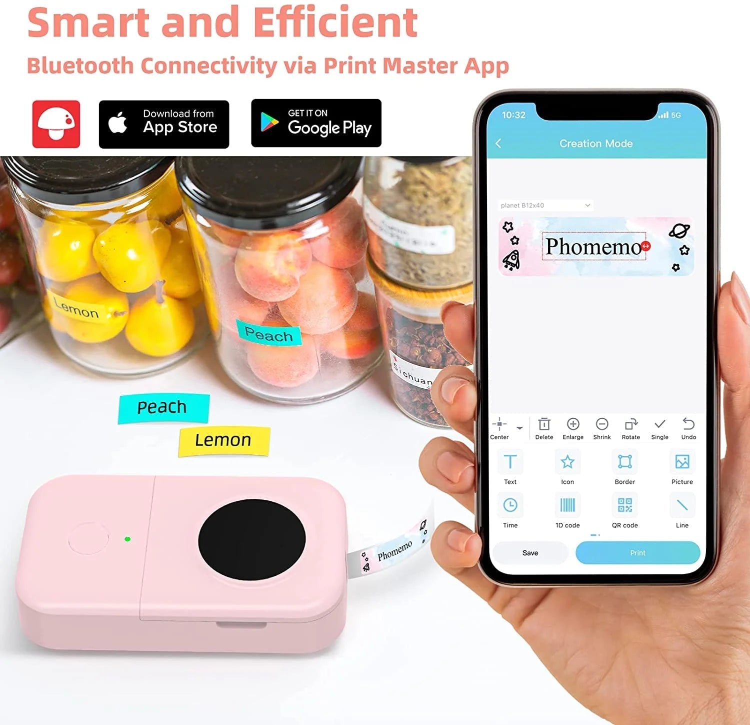 D30 Thermal Label Printer, Bluetooth Wireless Mini Pocket Smartphone Label Maker Machine with Tape, Compatible with Ios/Android, for Home, Office, and Supermarket（Pink）