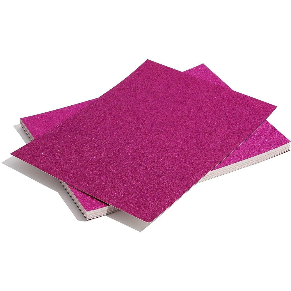 Glitter Cardstock Paper 24 Pack - DIY Glitter Craft Paper Dark Pink - 11 X 8.5 Inches
