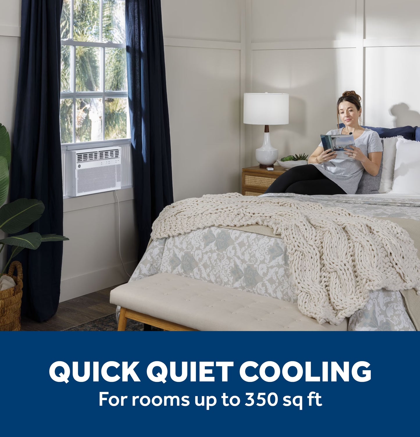 GE 8,000 BTU, 115V Smart Electronic Window Air Conditioner with Remote, Covers up to 350 Sq. Ft., with Wifi