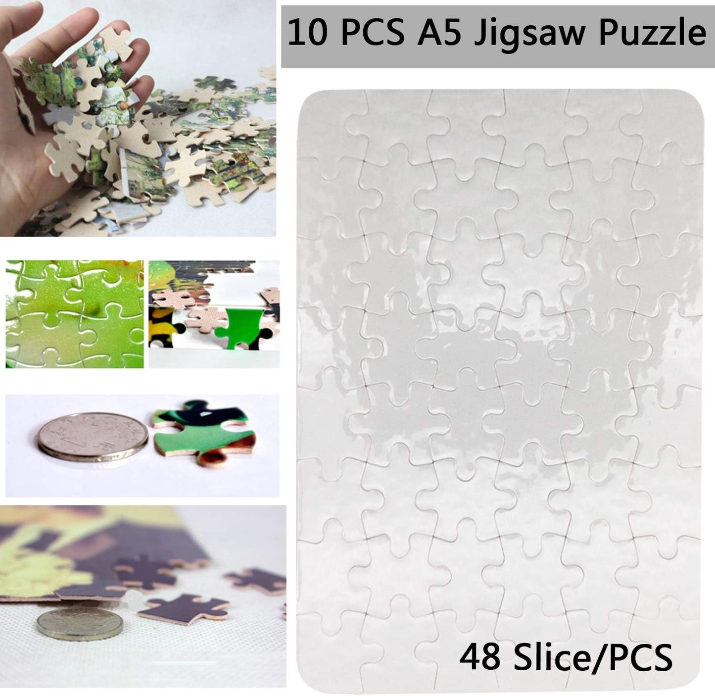 10 Sets Blank Sublimation A5 Jigsaw Puzzles with 48 Pieces - DIY Heat Press Transfer Crafts - Wholesale DIY Thermal Transfer Pearl Puzzles