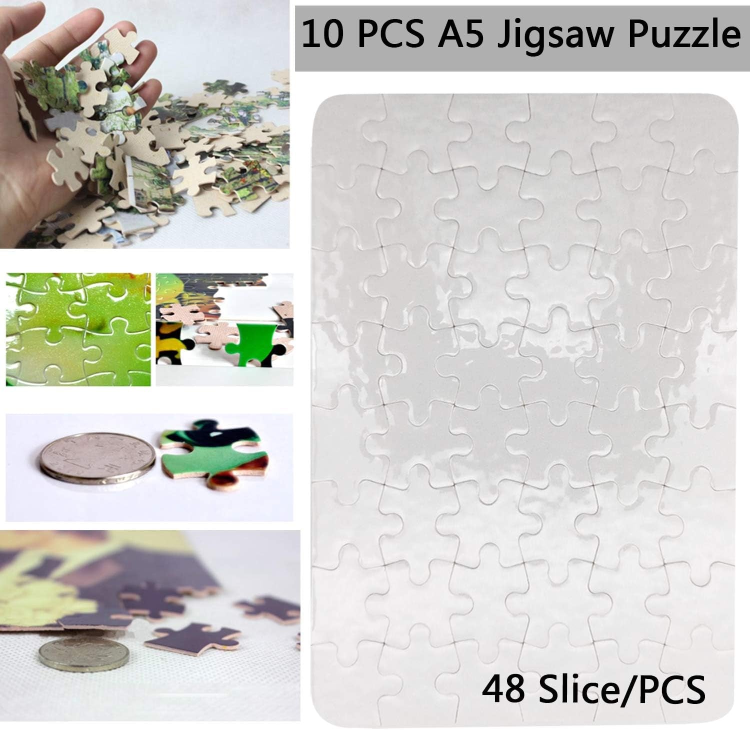 10 Sets Blank Sublimation A5 Jigsaw Puzzles with 48 Pieces - DIY Heat Press Transfer Crafts - Wholesale DIY Thermal Transfer Pearl Puzzles