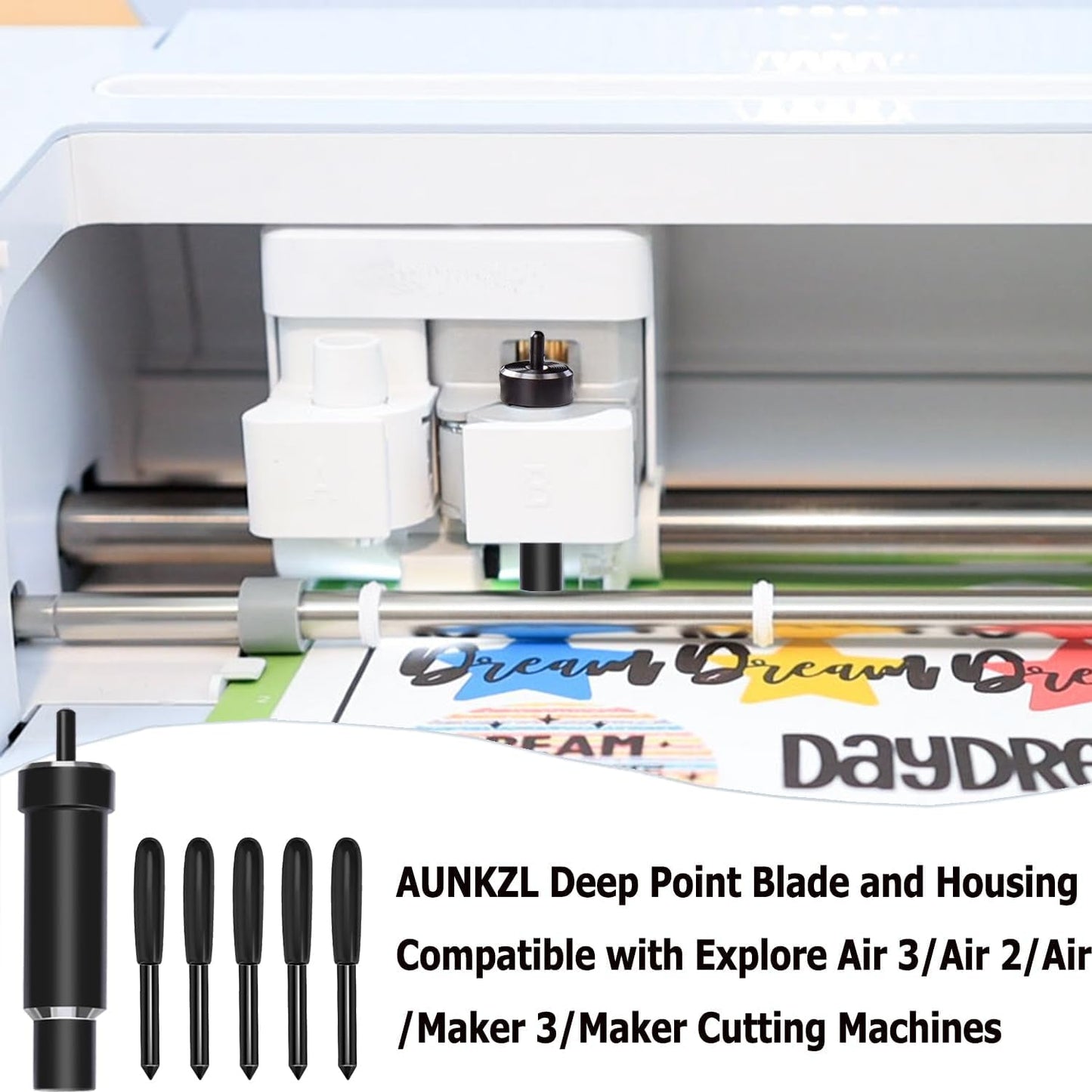 Deep Cut Housing +5 Pcs Deep-Point Blade,  Replacement Deep Cut Blade Suitable for Explore Air One/Air/Air 2/ Air 3 / Maker/Maker 3 Cut Materials up to 1.5Mm Thickness, for Personalized Crafts