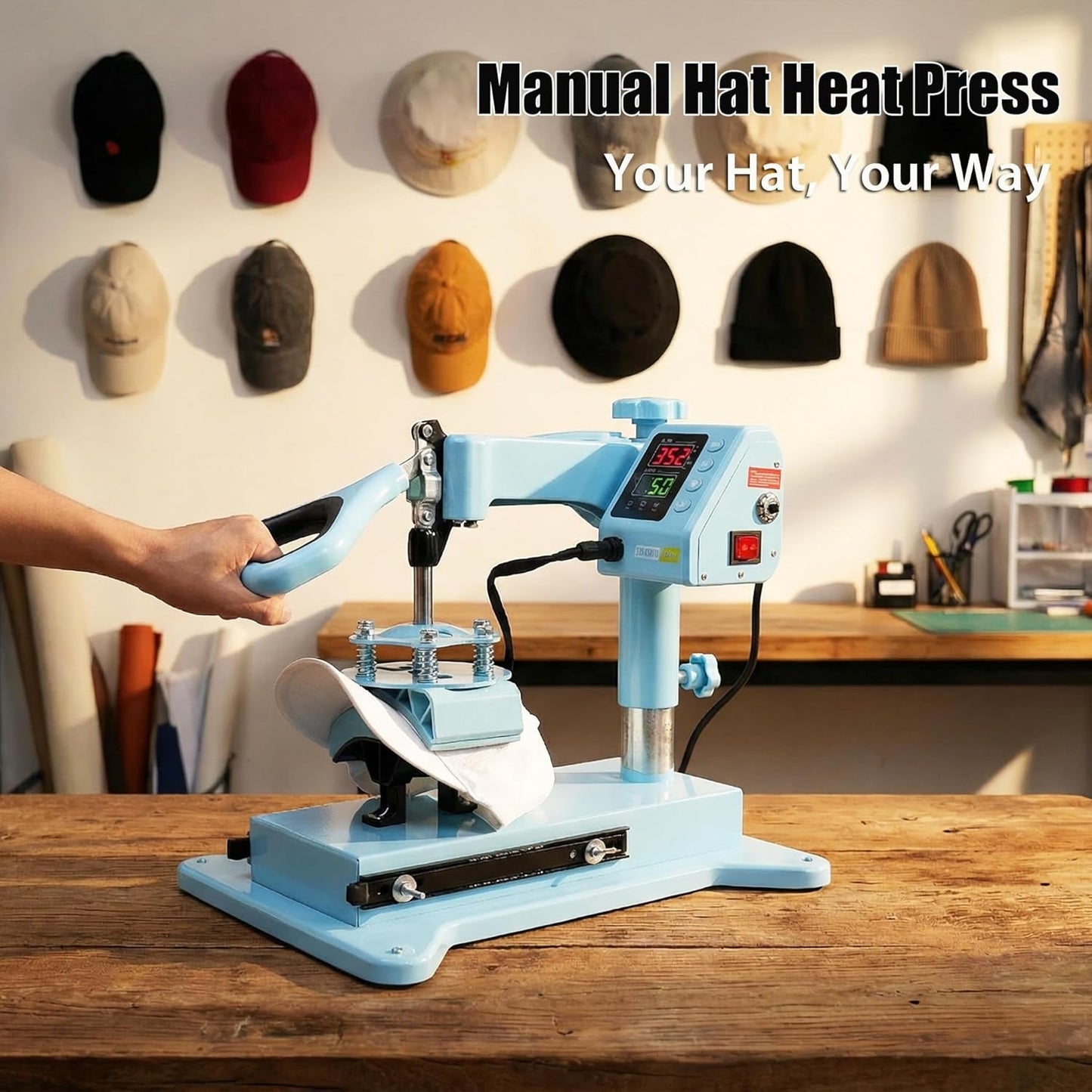 Upgrade 15X15 Heat Press, 5In1 Set Heat Press Machine with 11-30Oz Tumbler/Mug/Hat Press, 360° Swing Away Digital Shirt Press, Slide Out Sublimation Heatspress for Beginners (15‘’X15‘’ Blue 5In1)