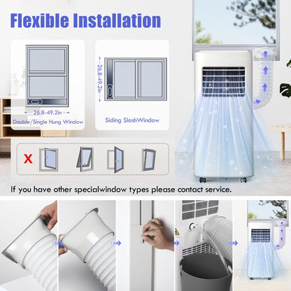 8500 BTU Portable Air Conditioners, 4 In1 Air Conditioner with Remote Control,Portable AC Cooling Range up to 360 Sq.Ft, Windows Kit,Brush,White
