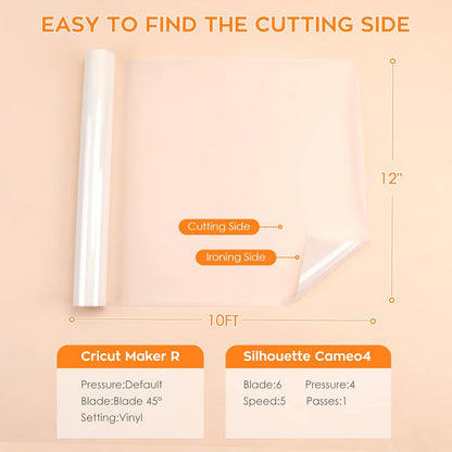 Sublimation Vinyl for Light-Colored Shirts - 12" X 10FT Matte Clear HTV Vinyl for Sublimaion - Wash Durable Clear Dye Sub HTV for Cotton Fabri