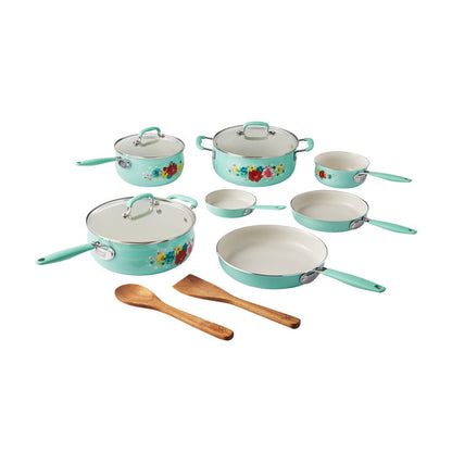 Classic Ceramic Breezy Blossom Cookware Set, 12 Piece Set