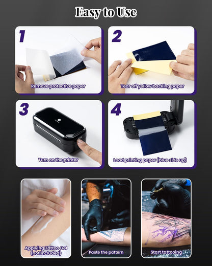 Phomemo Tattoo Stencil Printer -TP31 Mini Tattoo Maker with 30Pcs Transfer Paper,Small Portable Tattoo Machine for Beginners/Enthusiast/Artists,Easy to Use with Smartphone,Pad- Black