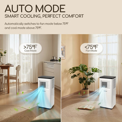 10000 BTU Portable Air Conditioner for Room up to 450 Sq.Ft, 3-In-1 AC Unit with Remote Control - White