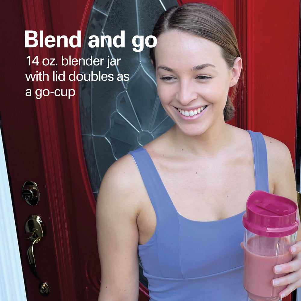 Personal Blender with Travel Lid for Smoothies and Shakes, Portable, Fits Most Car Cup Holders, Raspberry, 51131