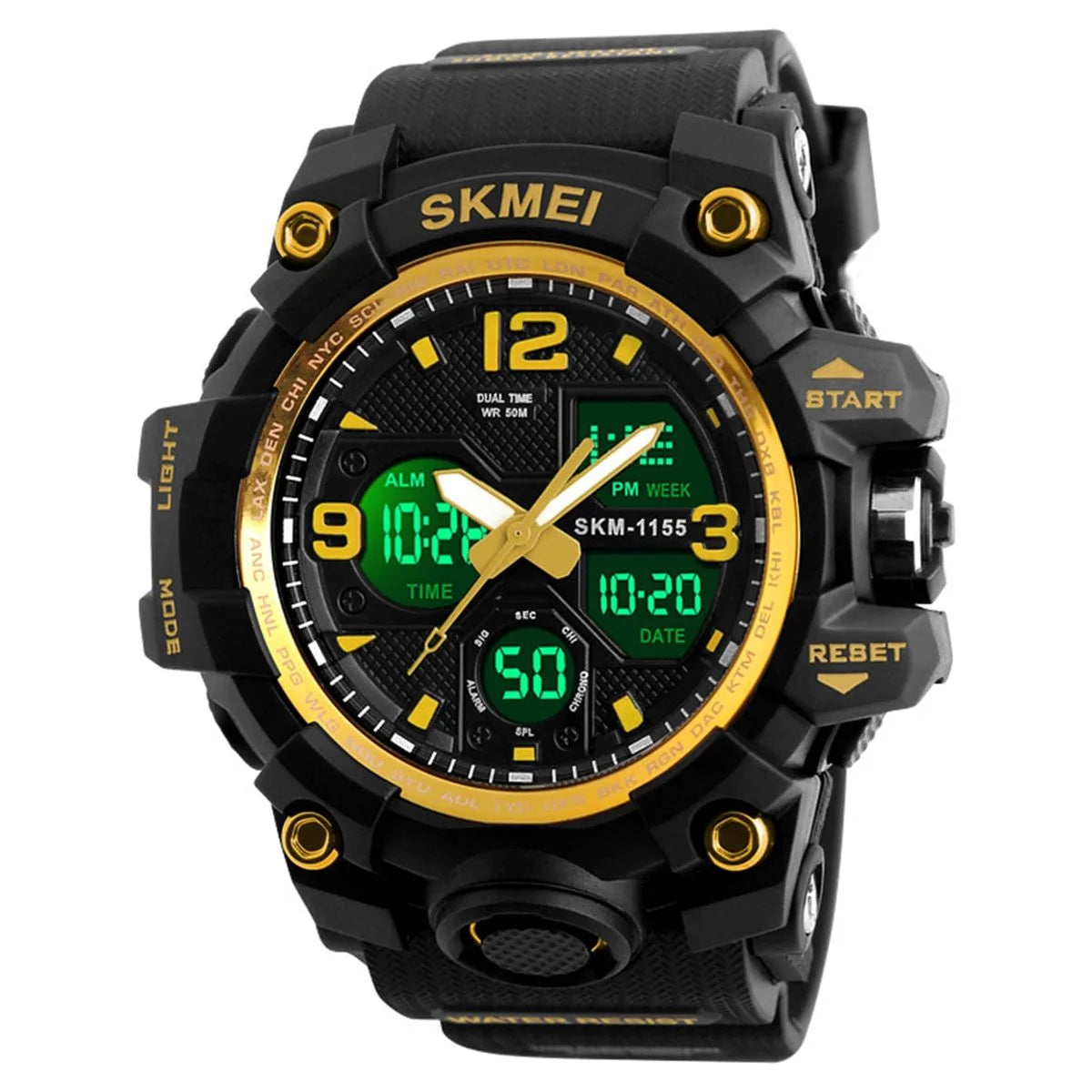 Men'S Digital Sports Watch, Large Face Military Waterproof Watches for Men with Stopwatch Alarm LED Back Light Sports Watch,Gold