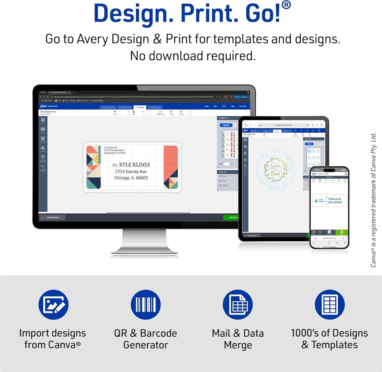 Printable Shipping Labels with Sure Feed, 2" X 4" Customizable Stickers, White, 100 Blank Mailing Labels, Great for Mailing, Shipping, and More (18163)