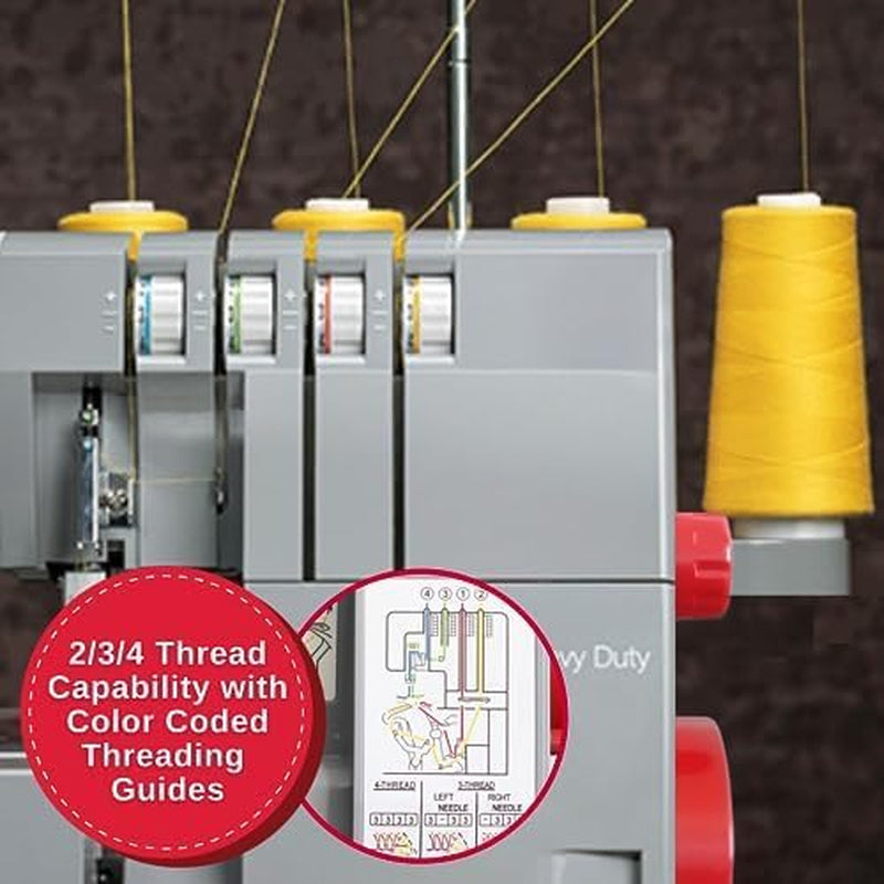 SINGER HD0450S Heavy Duty Serger | Overlock Machine with 2-3-4 Thread Capability, 1300 Stitches/Minute, 60% Larger Cutting Knife, Differential Feed, Full Metal Frame & Free Arm