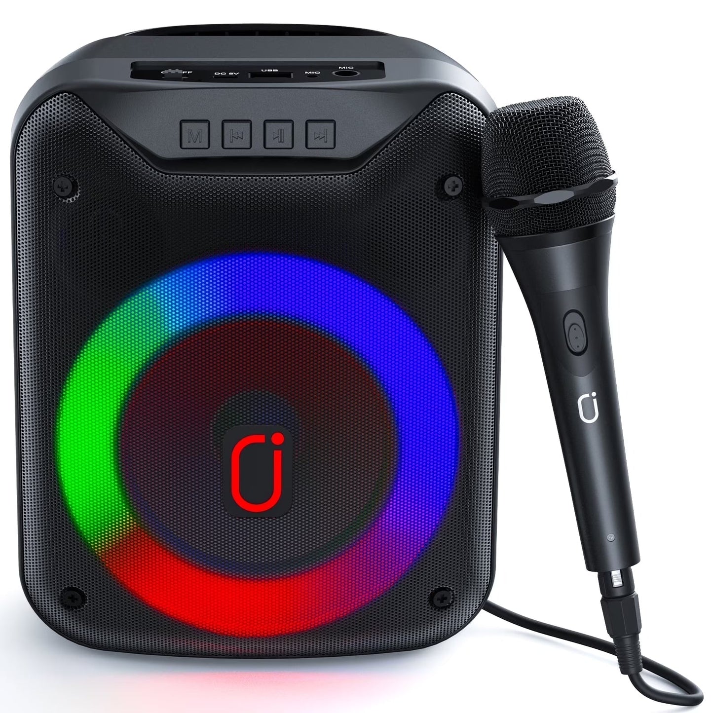 Bluetooth Speaker with Microphone, Portable Outdoor Speaker, Party Speaker with Lights, Portable PA System, D18