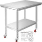 brand Stainless Steel Work Table 36X24 Inch with 4 Wheels Commercial Food Prep Worktable with Casters Heavy Duty Work Table for Commercial Kitchen Restaurant