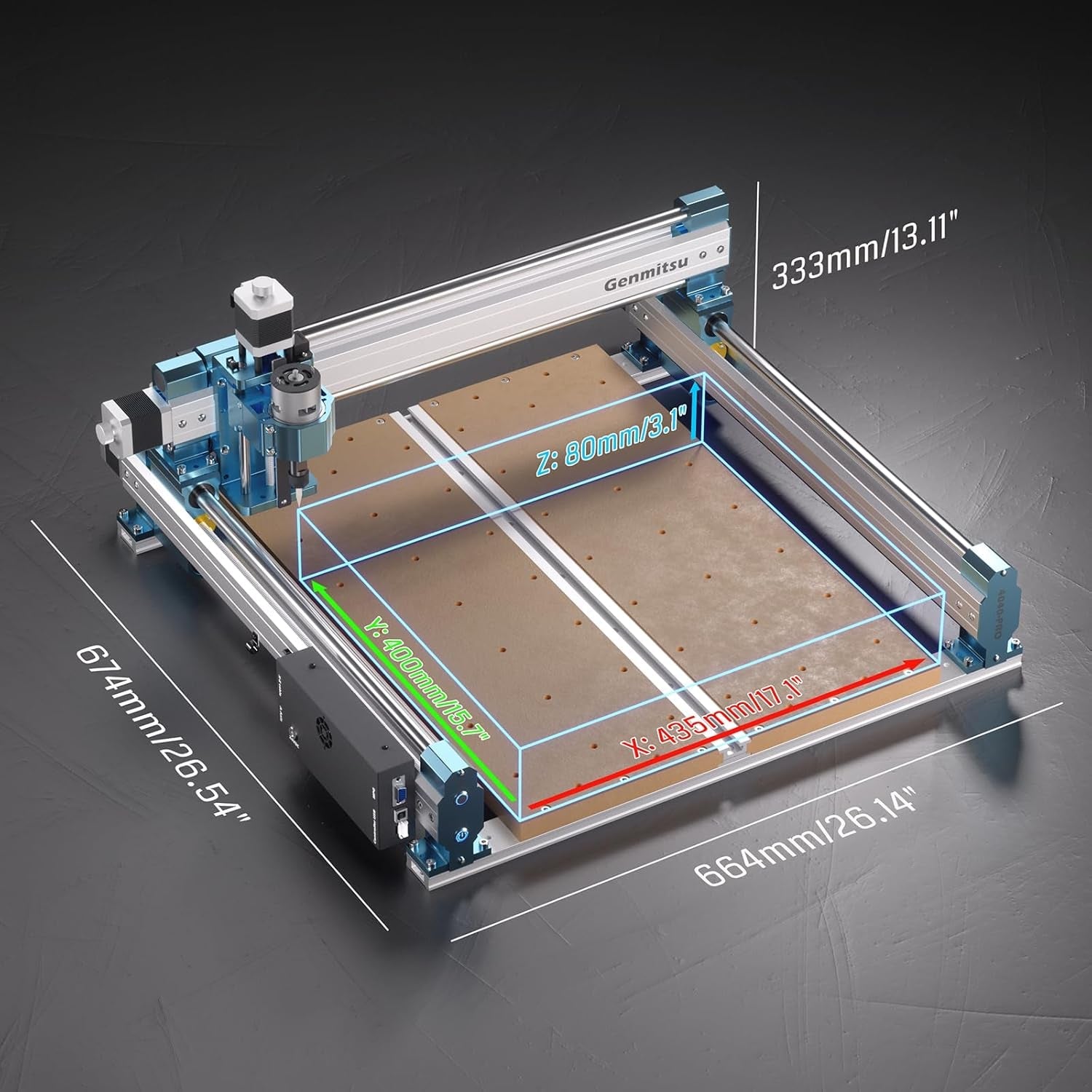 Genmitsu CNC Router Machine 4040-PRO for Metal Acrylic Cutting Milling, GRBL Control, Lead Screw Driven, 3 Axis Engraving, Working Area 15.7” X 15.7” X 3.1”