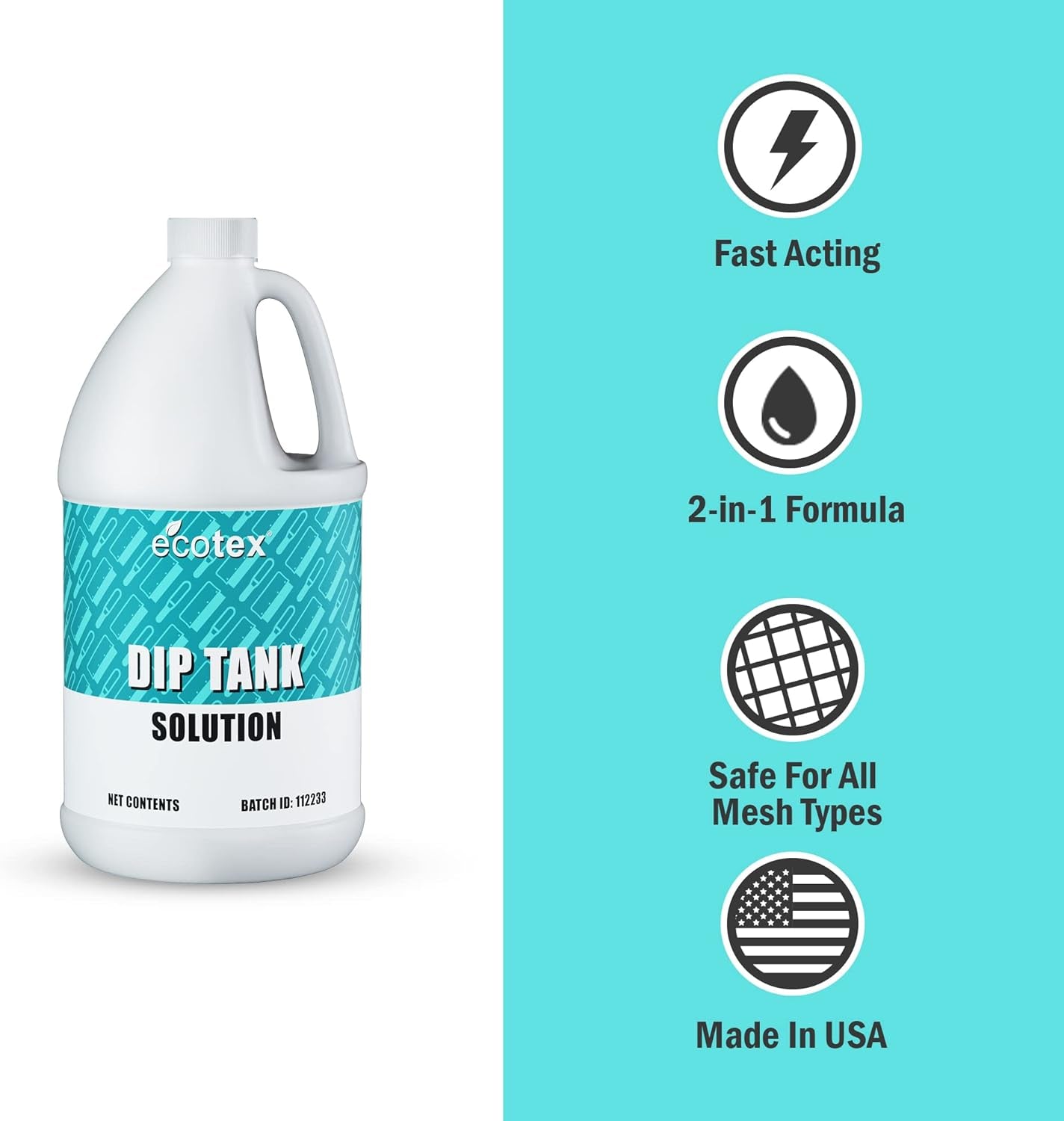 Ecotex® Dip Tank Solution - Emulsion Remover Screen Printing and Ink Remover, Eco-Friendly Cleaner and Solvent to Reclaim Screen Printing Screens - Industrial Strength Solvent for Dip Tank
