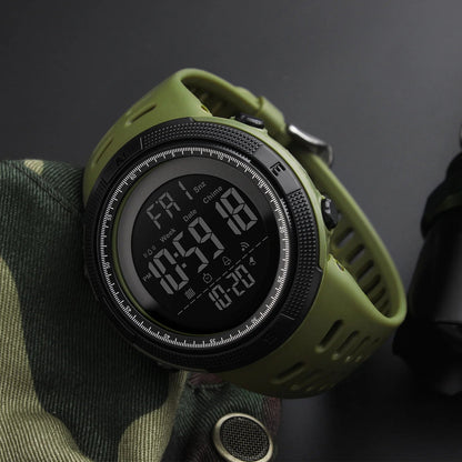 Men'S Watch Waterproof Digital Sport Watch Military Digital Watches for Men Alarm Back Light Classic Large Face Watch Army Green