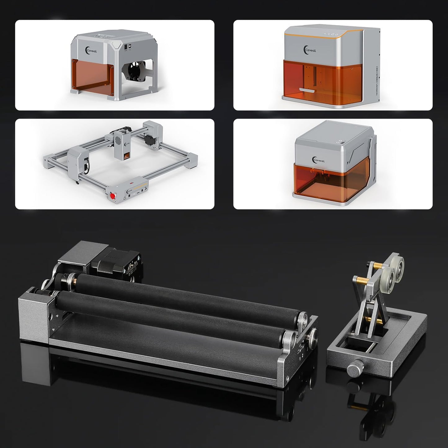 Rotary Roller with Bracket, Y-Axis Rotary Roller 360° Rotation for Cylindrical Objects, Tumbler, Cups, Bottles, Pens, Wine, Laser Rotary Aattachment for Carverall Laser Engraver and Cutter