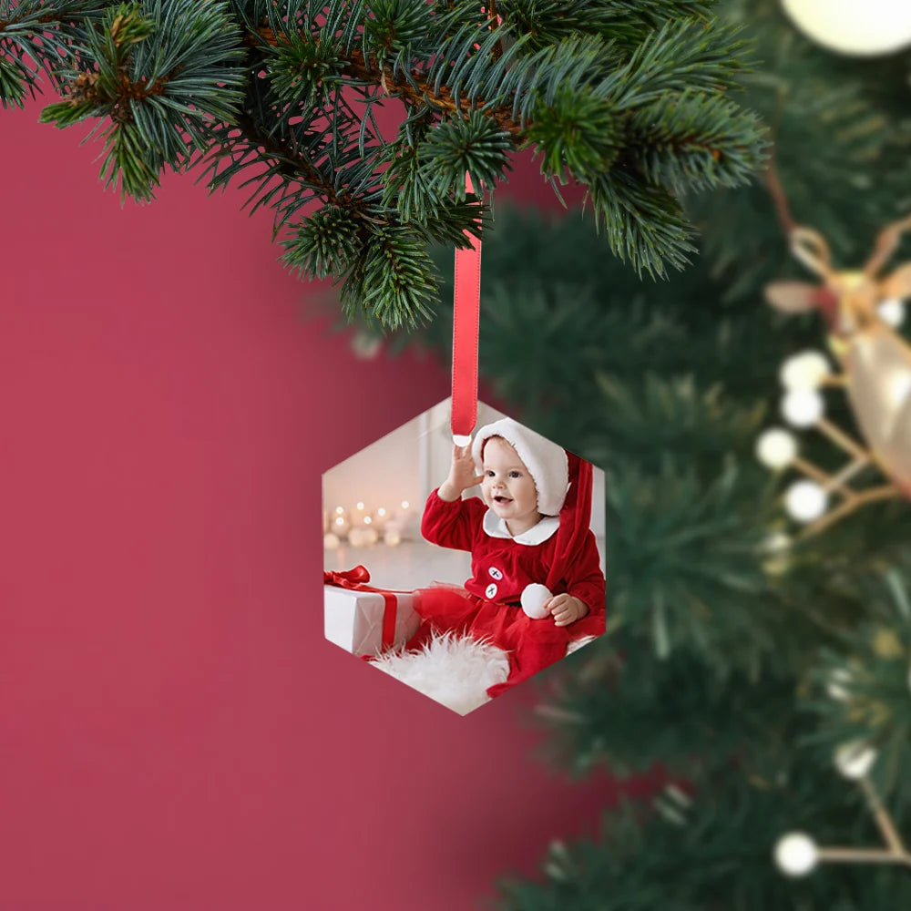 Sublimation Blanks Ornament Glass Frosted 3" Hexagon 24 PCS