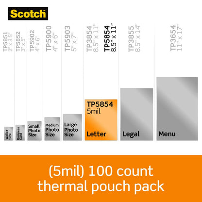 Thermal Laminating Pouches, Clear, Fits Letter Sized (8.9 In. × 11.4 In.) Paper, 100 Pouches