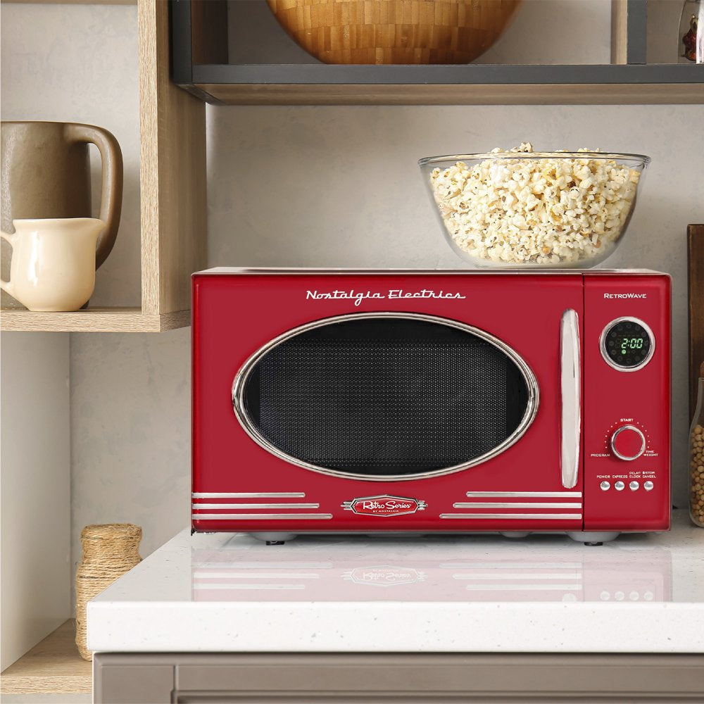 Retro 0.9 Cu. Ft. 800 Watt Countertop Microwave Oven, Retro Red