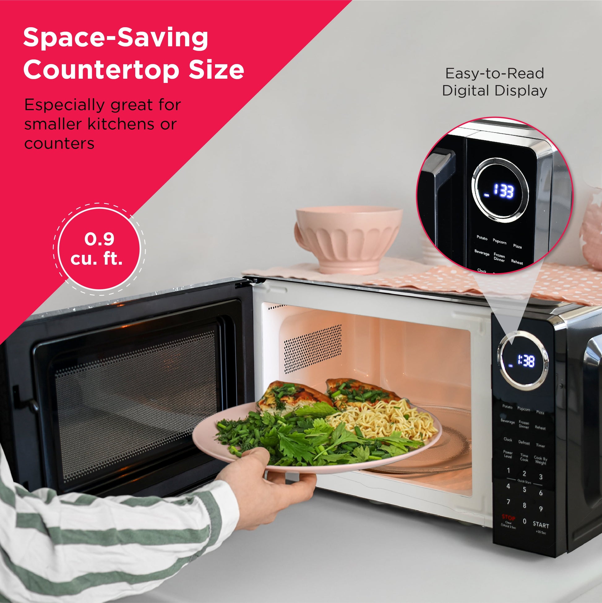 0.9 Cu Ft Countertop Microwave Ovens in Black, EMW953