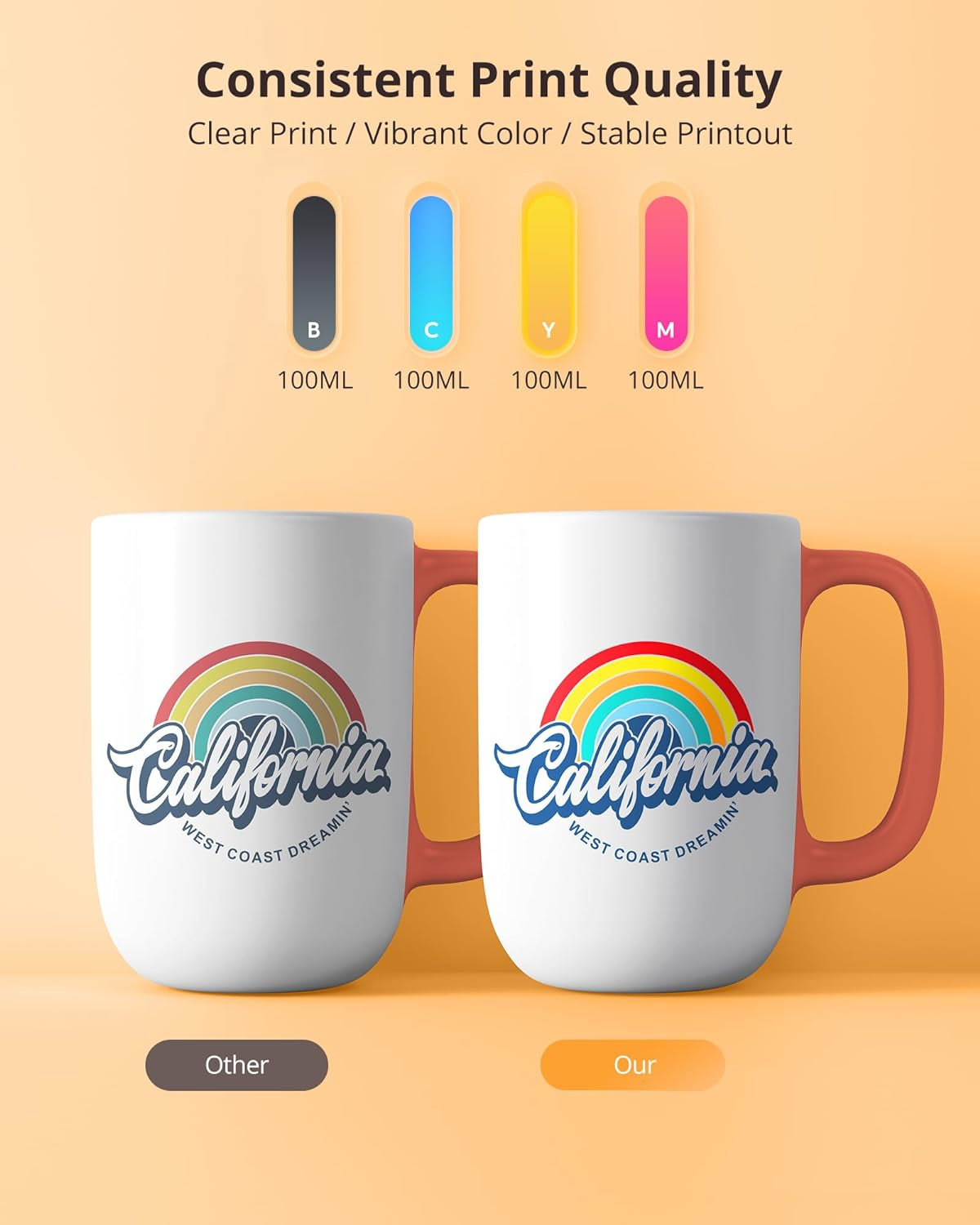 Hiipoo Sublimation Ink Refilled Bottles Work with ET-2720 ET-2760 ET-2800 ET-15000 ET-2803 ET-2850 ET-3760 ET-4800 ET-4760 Inkjet Printer Heat Press Transfer on Mugs T-Shirts Pillows Phone Case