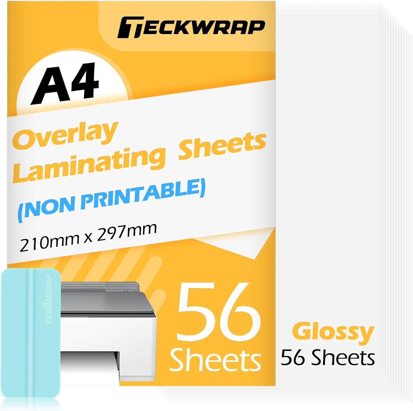Glossy Laminating Sheets Clear Laminate Sheets for Inkjet Printable Vinyl Sticker Paper Transfer Paper 8.26" X 11.69" A4 56Pcs Clear Contact Paper for Scrap-Booking Photo Paper