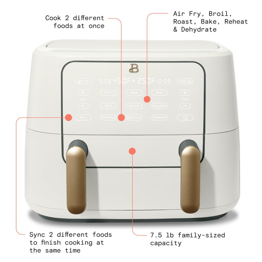 9QT Trizone Air Fryer, White Icing by Drew Barrymore