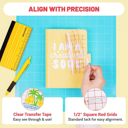 Clear Vinyl Transfer Tape for Vinyl -12" X 50 FT W/Red Alignment Grid Transfer Paper, Medium Tack for Decals, Signs Stickers,Home Decor