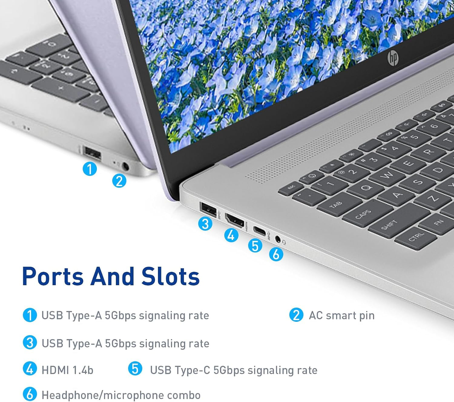 HP 17.3" Touchscreen Laptop W/Microsoft 365, 8GB RAM, 128GB SSD, Webcam W/Shutter, Fingerprint Reader, Backlit Keyboard, Microsoft Copilot Key, Intel Quad-Core CPU, Win11, Lavender